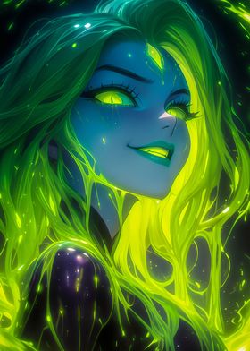 Green Goth Slime Girl