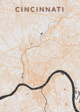 Cincinnati Brown Map