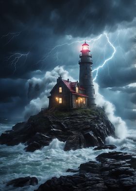 Ocean Storm Lighthouse