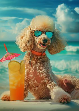 Poodle Cocktail Beach Sun