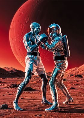 Alien Boxing Astronaut