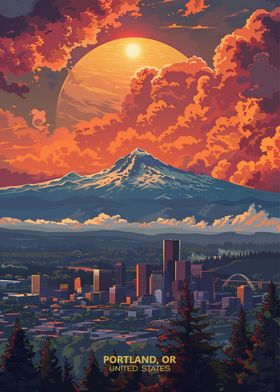 Sunset in Portland Oregon