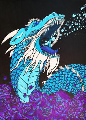 Blue Dragon and Roses