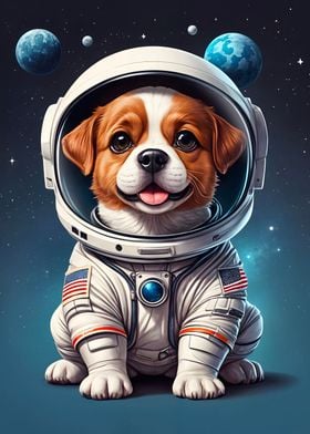 Cute Astronaut Dog