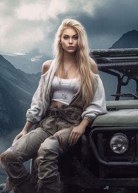 Nordic girl and SUV car