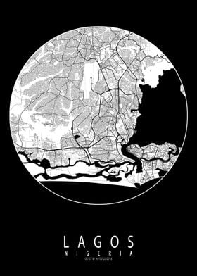 Lagos City Map Full Moon