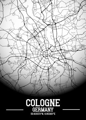 Cologne City Map White