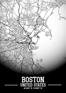 Boston City Map White