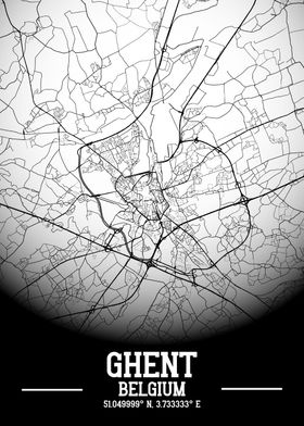 Ghent City Map White