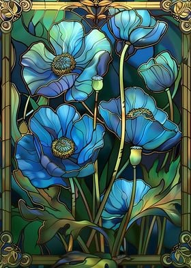 Blue Poppy stained glass
