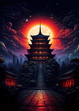 Chinese red pagoda 