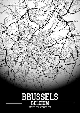 Bruxelles City Map White