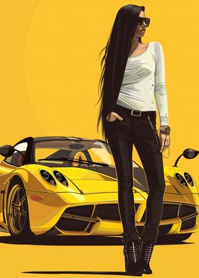 Stylish girl Pagani Huayra