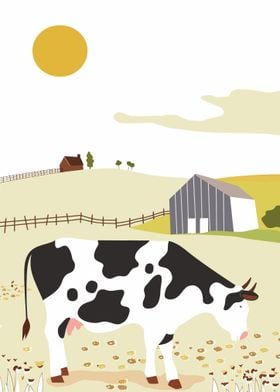 Grazing Cow Minimalist Art