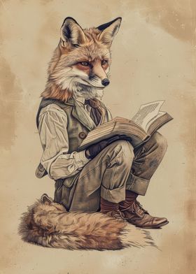 Vintage Fox Reading