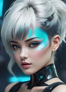 Cyberpunk White Hair Girl