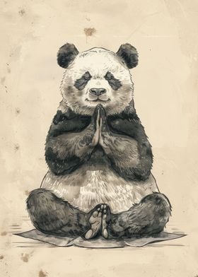 Vintage Panda doing Yoga