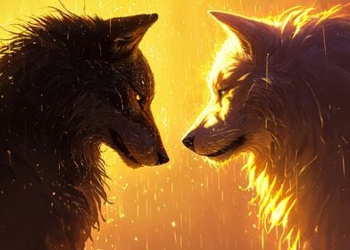 wolf duel in flame