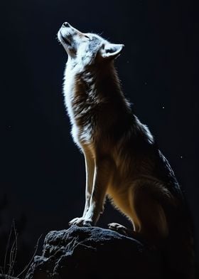 Lonely wolf at night