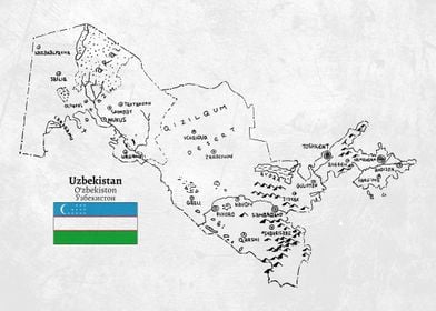 Handdrawn Uzbekistan Map