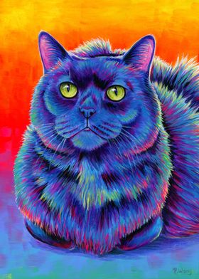 Rainbow Black Kitty Cat