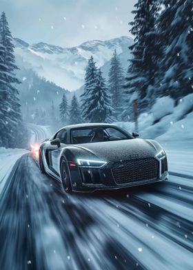 Audi R8 in snow