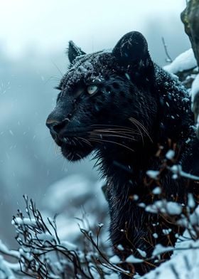 Black Panther in snow