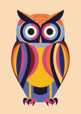 Owl Bird Abstract Flat