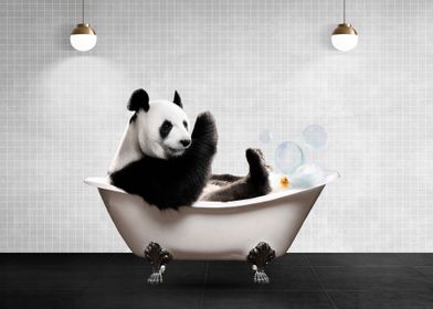 Panda in a bathtub