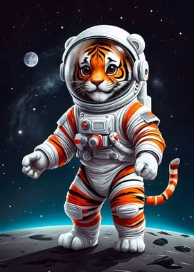 Cute Astronaut Tiger