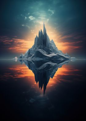 Sunset Iceberg Reflection