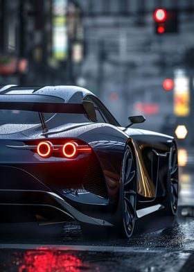 Black Red Neon Supercar