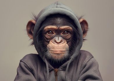 Monkey in a hoodie Animal