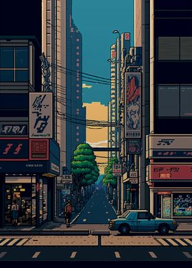 Fukuoka City Pixel Art