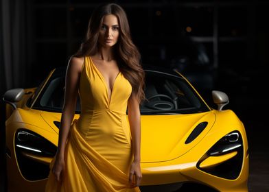 Girl and yellow supercar