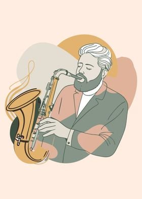 Man and saxophone