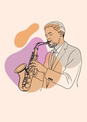 Man and saxophone