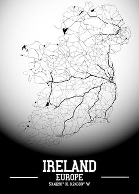 Ireland City Map White