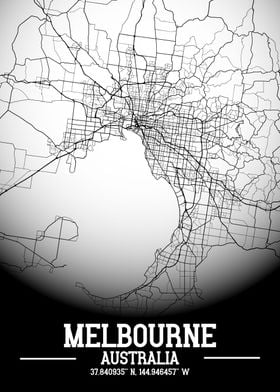 Melbourne City Map White