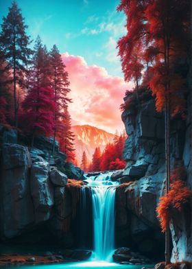 Vibrant Forest Waterfall