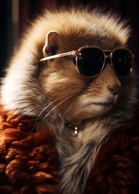 Rich hamster with glasses