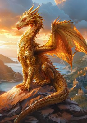 Golden dragon at Sunset
