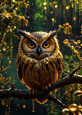 Golden black owl