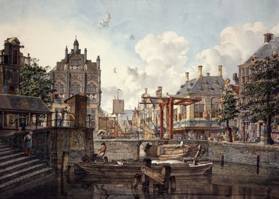 Town view with drawbridge