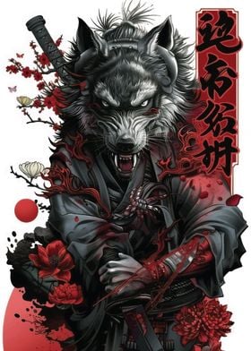 WOLF SAMURAI POSTER ART