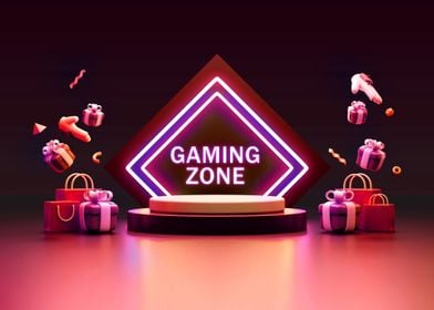 Gaming Zone Neon Poster