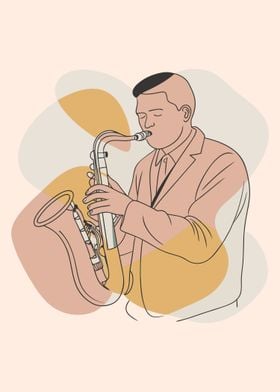 Man and saxophone