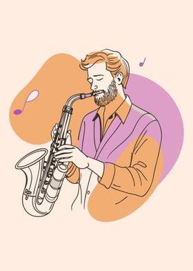 Man and saxophone