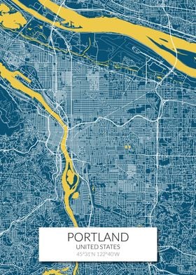 Portland Blue Yellow Map