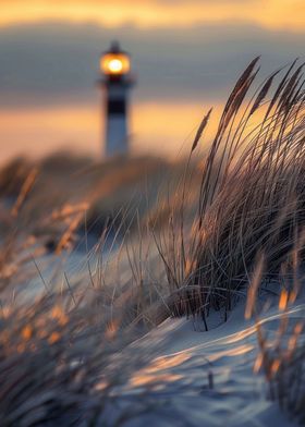 Lighthouse Glow at Dusk